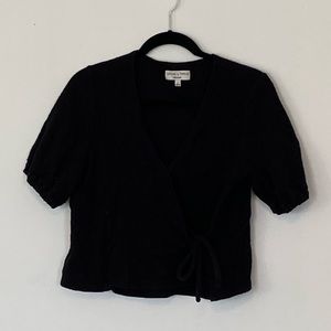 Madewell Texture and Thread Puff Sleeve Wrap Top
